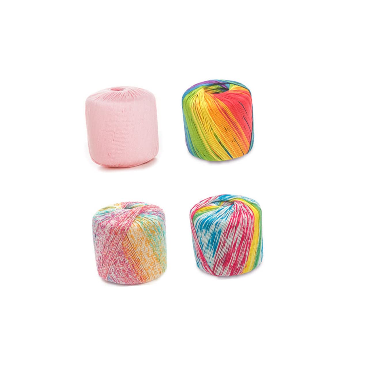 Lurrose 3rotoli Filo Cotone Sfumato Per Uncinetto e Maglieria Materiale Per Creazioni Artigianali Per Sciarpe Cappelli e Accessori Rainbow