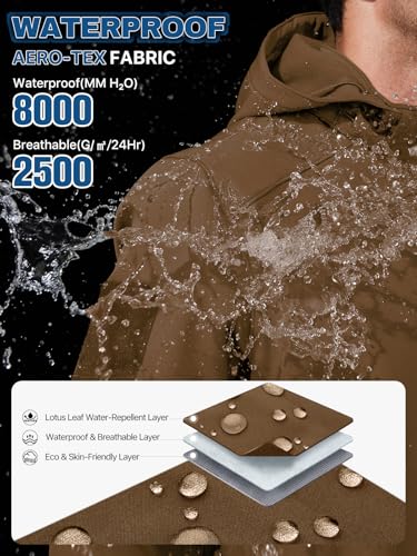 FREE SOLDIER Softshell Jackets for Men Water Resistant Fleece Lined Tactical Hunting Winter Windbreaker with Detachable Hood(Brown,L)2