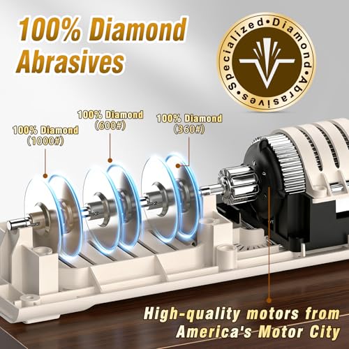 Image of VIDOME Electric Knife Sharpener, Champagne Gold & White | 100% Diamond Abrasives, 3-Stage Precision Angle Guides, For Kitchen Straight Edge Knives, For Ceramic Knives, Professional