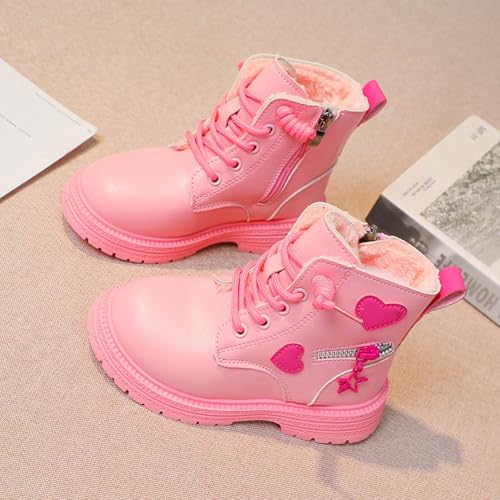 IWIHMIV Kids Riding Boots Toddler Ankle Boots Leather Boots Girls Outdoor Casual Shoes Leather Lace-Up Zipper Boots Riding Boots2