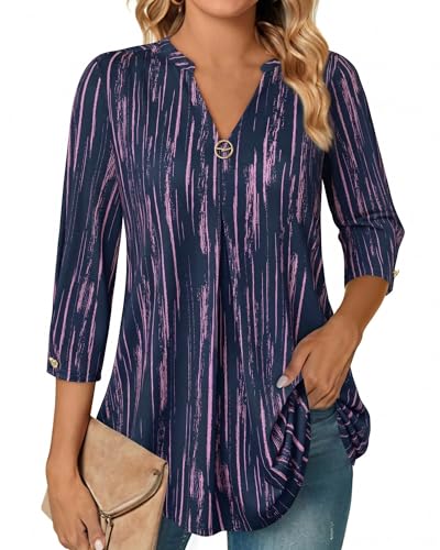 Gaharu Blusen für Damen Business Casual: Bürobekleidung - Damen Arbeitstops - Damen Kleid Hemden 3/4 Ärmel Professionelle formelle Tops Sommer Outfits für Damen 2026 M