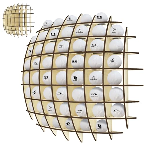 Golfball-Display, bis zu 52 Stück, Golfballhalter, Wandmontage, Golfballregal für Golfliebhaber (Eiche)
