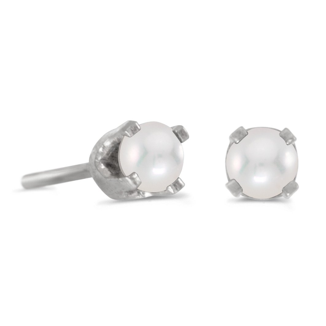 3 mm Petite Freshwater Cultured Pearl Stud Earrings in 14k White Gold