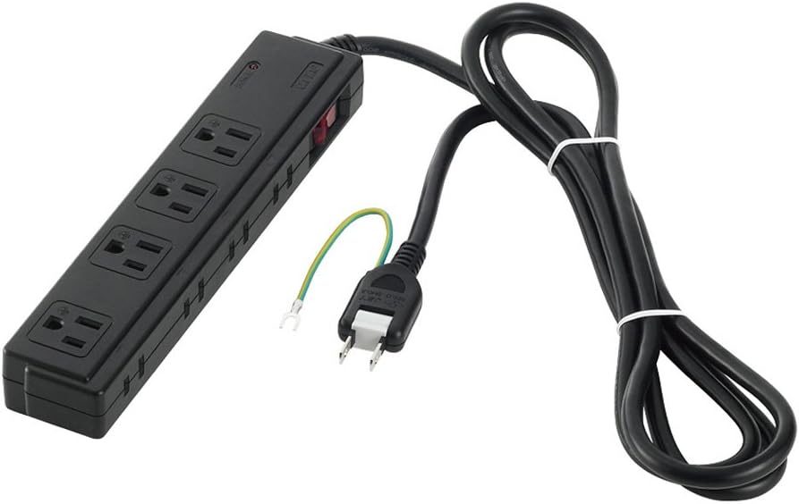 Buffalo BUFFALO 2/3-Pin Power Strip 4+4 Outlets with Lightning Surge Protection/Central Switch 2m Black BSTAPSDC820BK