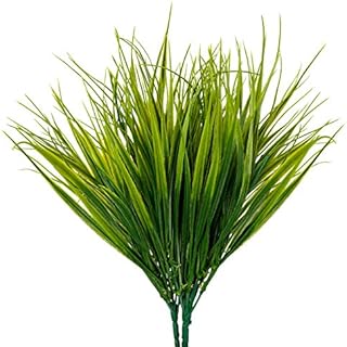 BELLE VOUS Artificial Plastic Wheat Grass Plants (6 Pack) - Realistic Fake Indoor/Outdoor Greenery Shrubs for Home, Office, Garden & Kitchen - Hanging Bushes for Wedding, Table Decor and Verandah