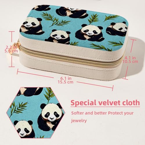 Boîte à bijoux panda bleu à double couche pour bagues et colliers - 6