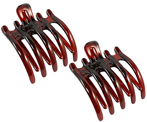 Mokale 2 PCS Large Plastic Non-slip Hair Claw Clips for Women/Girls/Lady (Coffee)