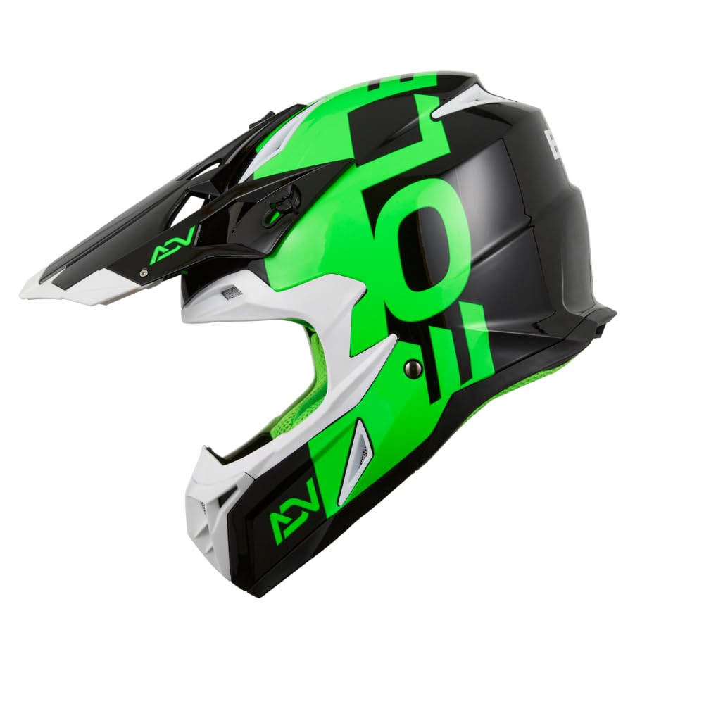 EOLE Casque Cross Advance Vert et Noir - Homologué ECE R 22.06 - L (59-60cm) - Coque ABS