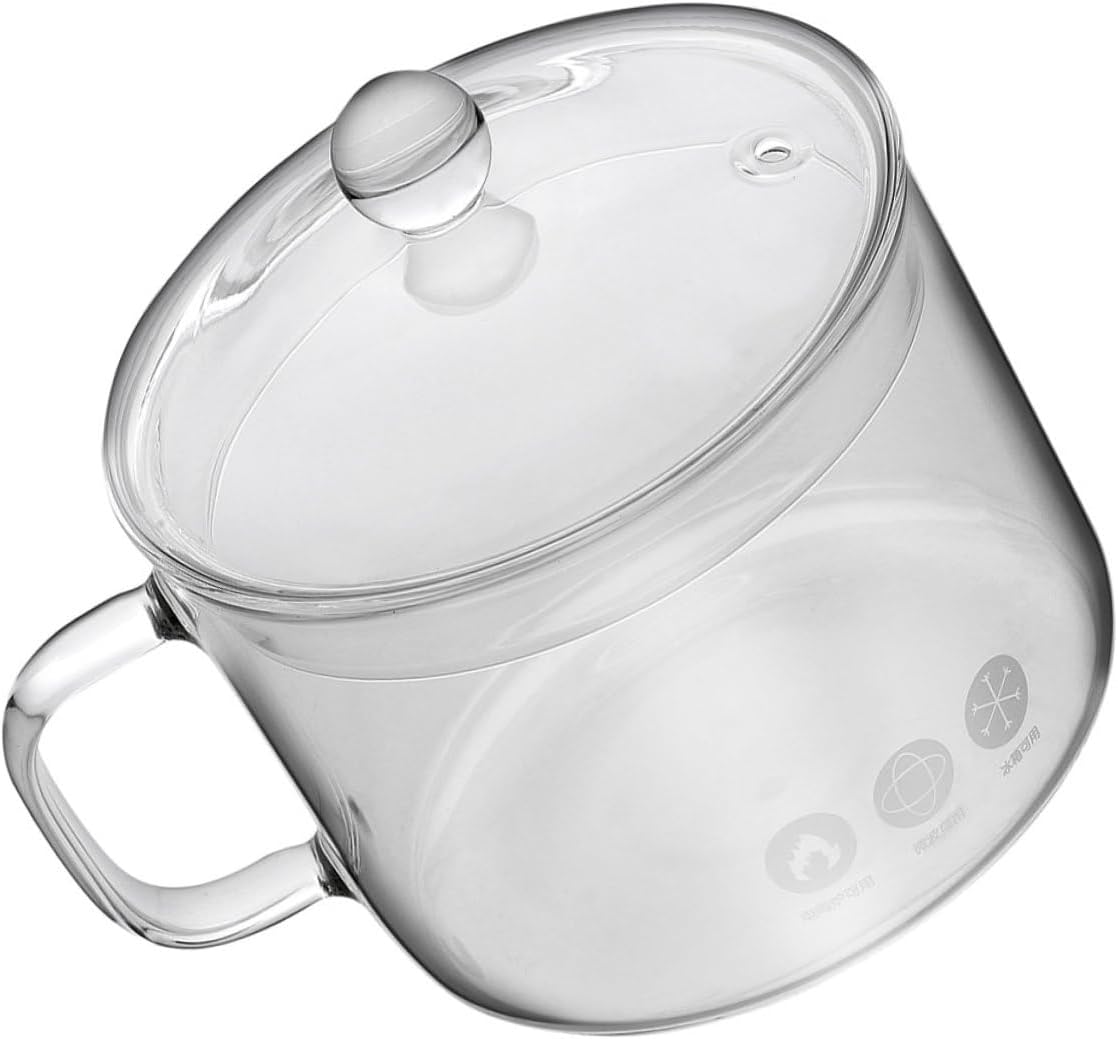 Cabilock High Borosilicate Glass Noodle Bowl 14cm with One-side Handle Food Serving Bowl for Instant Noodles and Salads Sturdy Glass Tableware for Kitchen and Dining