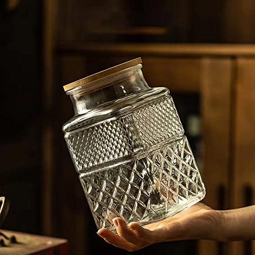 Livejun YX-3SIZE Glass Storage Jars Vintage Embossed Canisters Food Cereal Storage Containers thumb #2