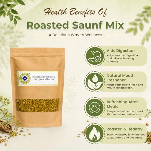 Image of Jyoti Ben's 5-Seed Roasted Digestive Mix | Saunf, Dhaniya Daal, Ajwain, Till & Suwa | Natural Mouth Freshener | After-Meal Digestive | No Preservatives (250g)