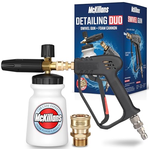 McKillans Pressure Washer Gun with Swivel & Foam Cannon Wide Mouth & M22-14mm Adapter - Adjustable...