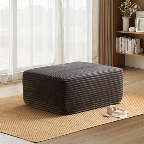 Image of HOOOWOOO Cloud Sectional Couch for Living Room,Modular Sectional Sofa No Assembly,Matching Plush Corduroy Ottoman(Gray)