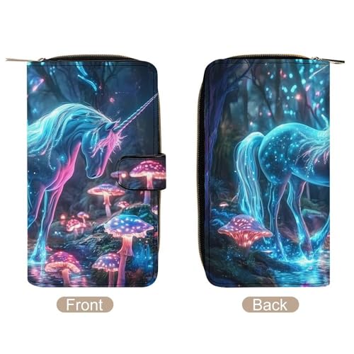 Unicornm Glowing Mushroom Forests Long Wallet for Women Men Purses Coin Pouch Credit Card Holder Organizer3