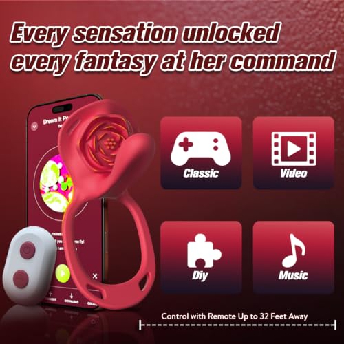Image of Strap On Vibrating Penis Sleeve G Spot Dildo Vibrator, Male Penis Sex Toy | Couples Rose App Remote Control Wearable Vibrator for Men Women Adult, Clitoris Cock Massager, Kinky Quiet BDSM Bondage