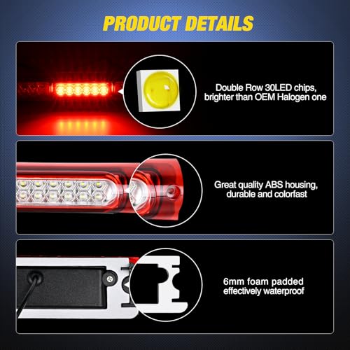 Image of Nilight Third Brake Light for Ford F150 1997-2003 F-150 Heritage 2004, Red