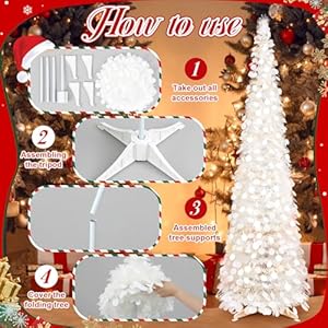 Leyndo 3 Pcs 3, 4, 5 Ft Collapsible Artificial Valentine‘s Day Tree Pencil Pop up Christmas Tree Tinsel Skinny White Sequined Christmas Decoration for Home Fireplace Leyndo 3 Pcs 3 4 5 Ft Collapsible Artificial Valentines Day Tree Pencil Pop up Christmas Tree Tinsel Skinny White Sequined Christmas Decoration for Home Fireplace