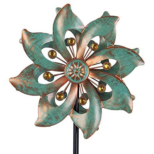 DREAMYSOUL Outdoor Wind Spinner 37 Inch, Metal Garden Wind Sculpture Bronze Wind Spinners for Patio Yard Lawn Decor