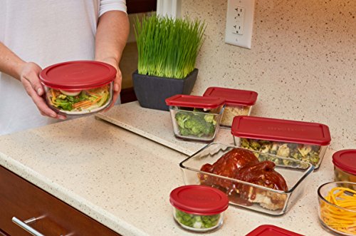 Anchor Hocking Classic Glass Food Storage Containers With Lids, Red, 16-Piece Set #TOP3