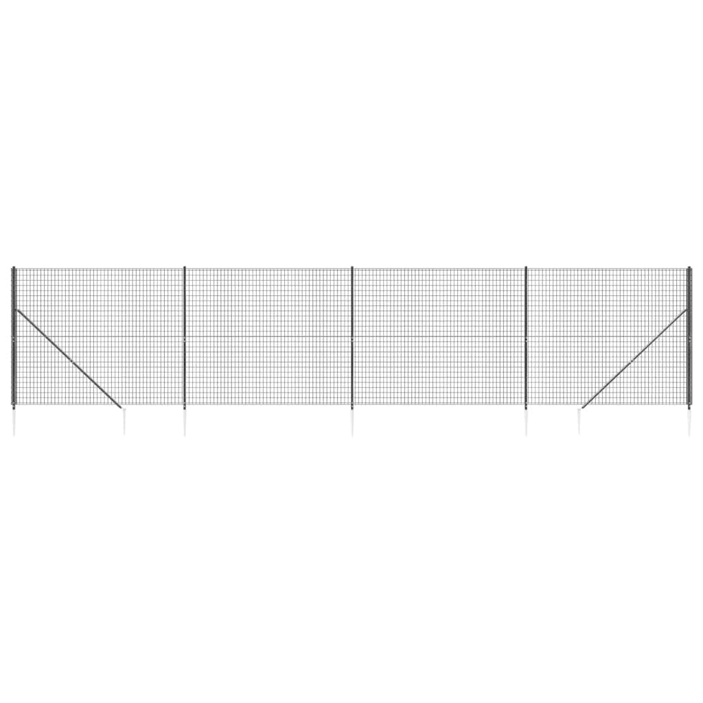 Festnight Malla Metálica Galvanizada con Pinchos de Anclaje Valla Ovejas Ganadera Agrofence Malla de Alambre Valla De Jardín Valla de Salvaje Pesado Valla Forestal 1.4 x 10 m Gris Antracita