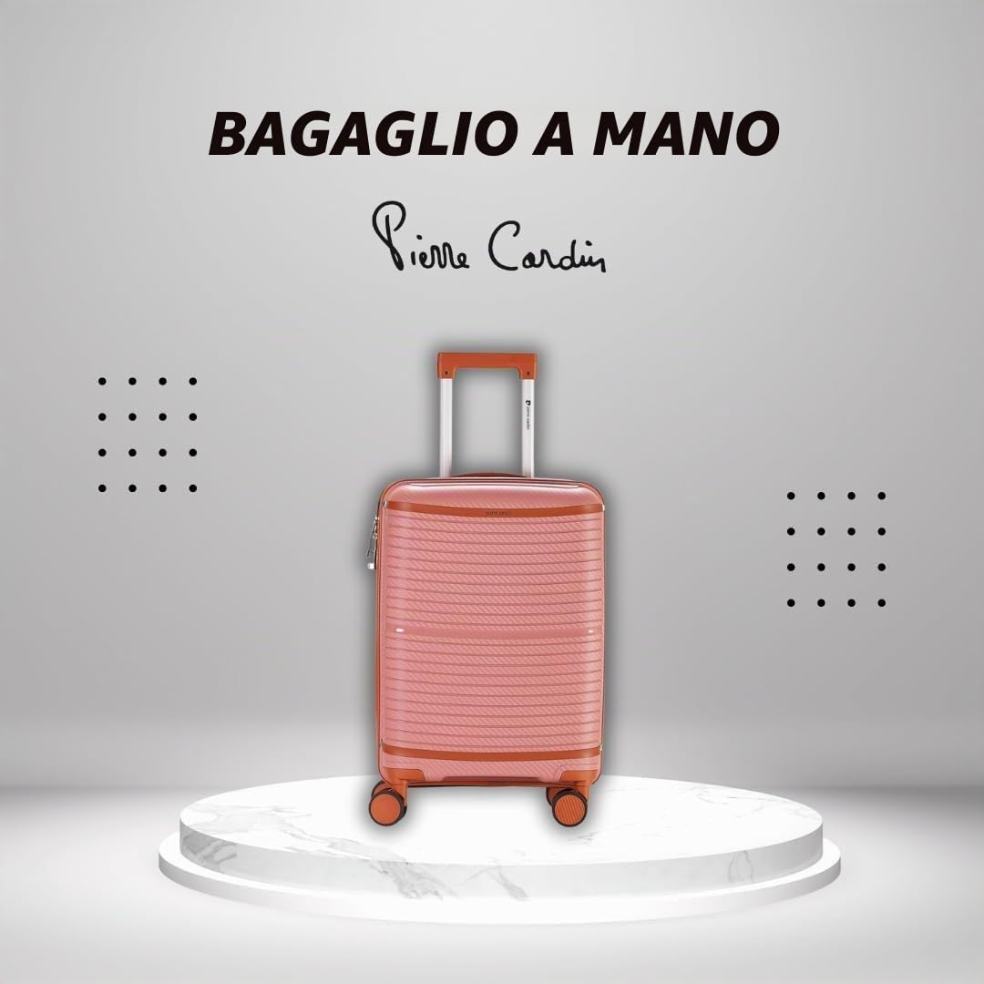 Pierre Cardin - Valigia Trolley rigido con rotelle girevoli 55x38x20 (Rosa)