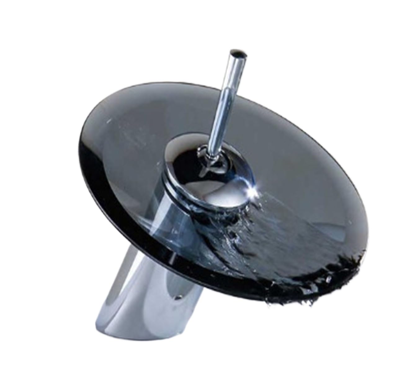 CVFRDD Bathroom Sink Basin Faucet, s Spout Waterfall Mixer Crane, Deck Mounted Hot And Cold Water Washbasin Faucet(Black Glass)