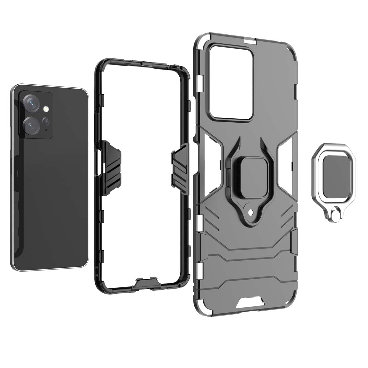 Cover Per Xiaomi Redmi Note 12S 4G Con Supporto Magnetico Ad Anello - Silicone TPU Morbido Blu
