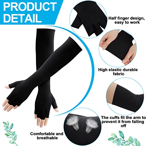 2 pairs copper long gloves carpal tunnel gloves open compression long fit mitten for women men support hands