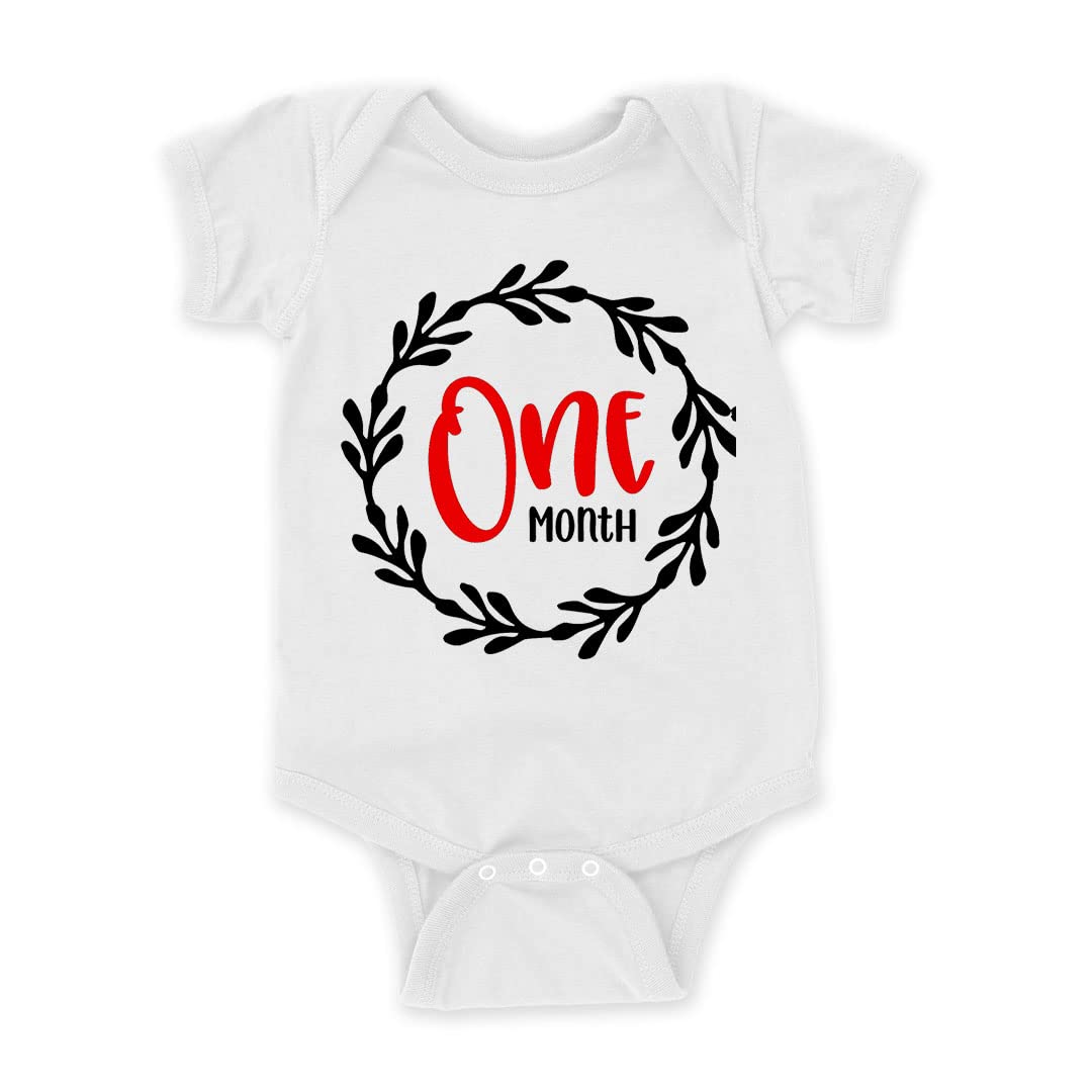 Happu - Month Birthday Romper - One Month, For Infants, For Newborns, For Baby Boys, For Baby Girls, Unisex Baby Romper/Onesies/Dress, Half Sleeves, Envelope Neck, 7272