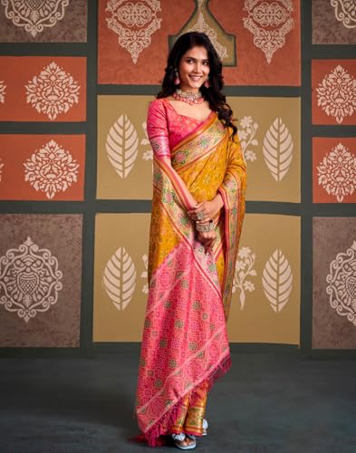 Image of MADHUHANSH Women's Cotton Linen Saree with Unstitched Blouse Piece and Floral Printed Pattern | Women Saree for Special Occasion | Stylish Modern Sarees