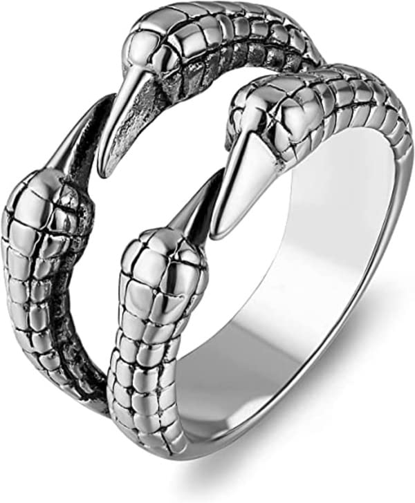 vien Retro Unique Double Claw Ring Fashion Punk Hip Hop Animal Open Adjustable Ring Alloy Silver Plated Ring-picture-15