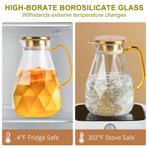 Foto von Yirilan 2.2 Liter 74 Unzen Karaffe,Glaskaraffe,Wasserkaraffe mit Deckel, Glaskanne, Wasserkaraffe mit Deckel,Wasserkrug,Glaskrug,Wasser Karaffen