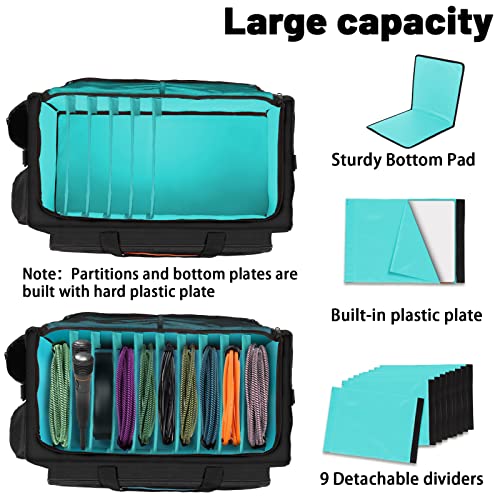 Timoxi Large Dj Bag With 9 Hard Removable Dividers，Dj Cable Bag With Heavy Oxford Cloth & Padded Shoulder Strap，For Professional Dj Gear, Musical Instrument And Accessories #TOP3