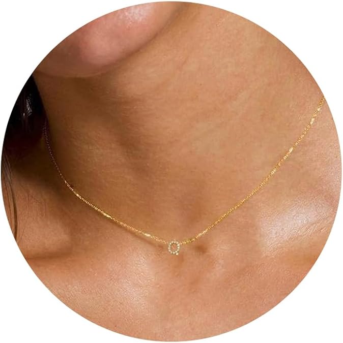 Initial Heart Necklaces for Women - Dainty Cute Necklace Small Layered 14K Gold Plated A-Z Letter CZ Pendant Trendy Satellite Chain Necklaces for Women Non Tarnish Gold Jewelry Set Gift