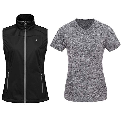 Little Donkey Andy Women's 2- Piece Suit Set with Lightweight Softshell Vest and Short Sleeve T-Shirt for Running Hiking Travel