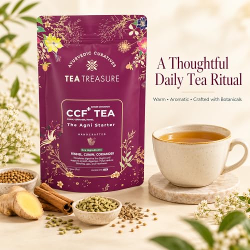 Image of TeaTreasure Ayurvedic Digestion CCF Plus Herbal Tea|Supports Digestion,Metabolism Boost & Bloating Relief |Coriander, Cumin & Fennel Caffeine Free Ayurvedic Herbal Tea | 100g