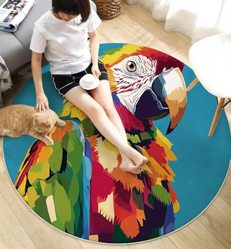 Tapis rond antidérapant lavable 120cm doux et facile à nettoyer