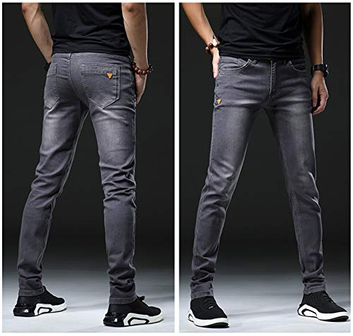 Andongnywell Men's Slim-fit Tapered-Leg Jean Trousers Man's Comfort Stretch Slim-Fit Pencil Denim Pants4