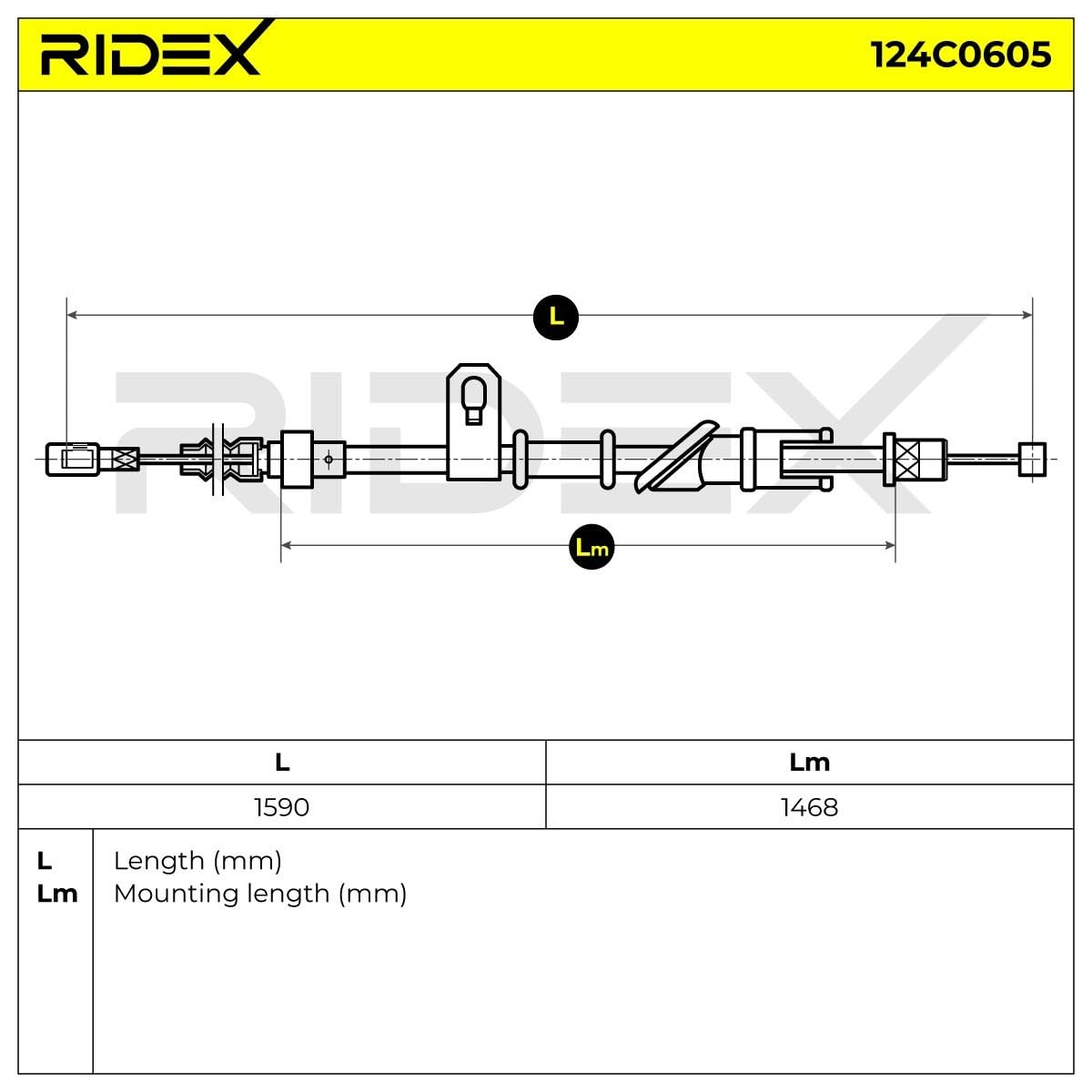 RIDEX 124C0605 Cable de freno de mano Derecha Compatible con VOLVO V40 Familiar 645