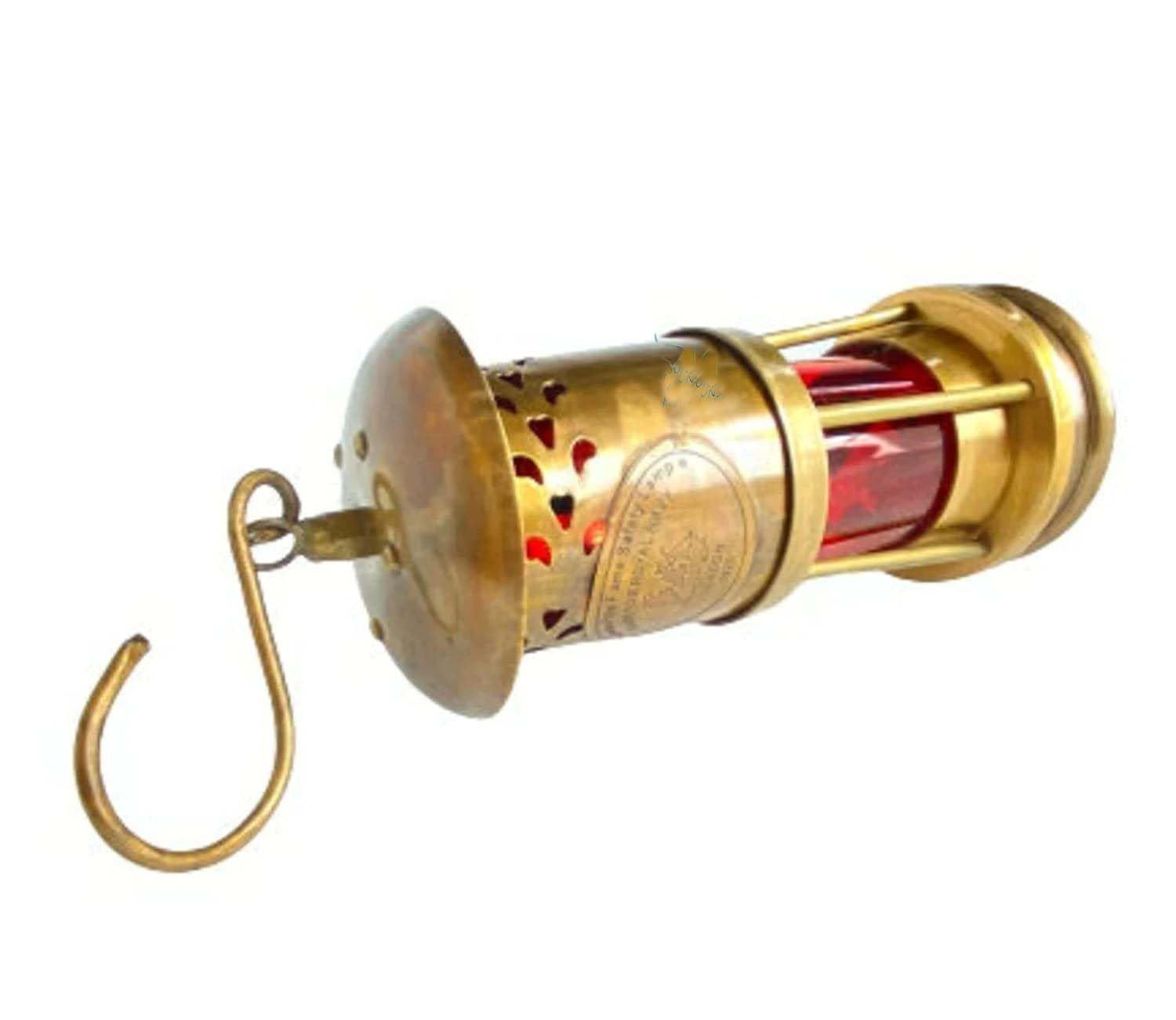 Ręcznie Robiona 15 cm Grawerowana Mosiężna Mini Lampa Olejowa Górnicza, Vintage Antyczna Mała Lampa