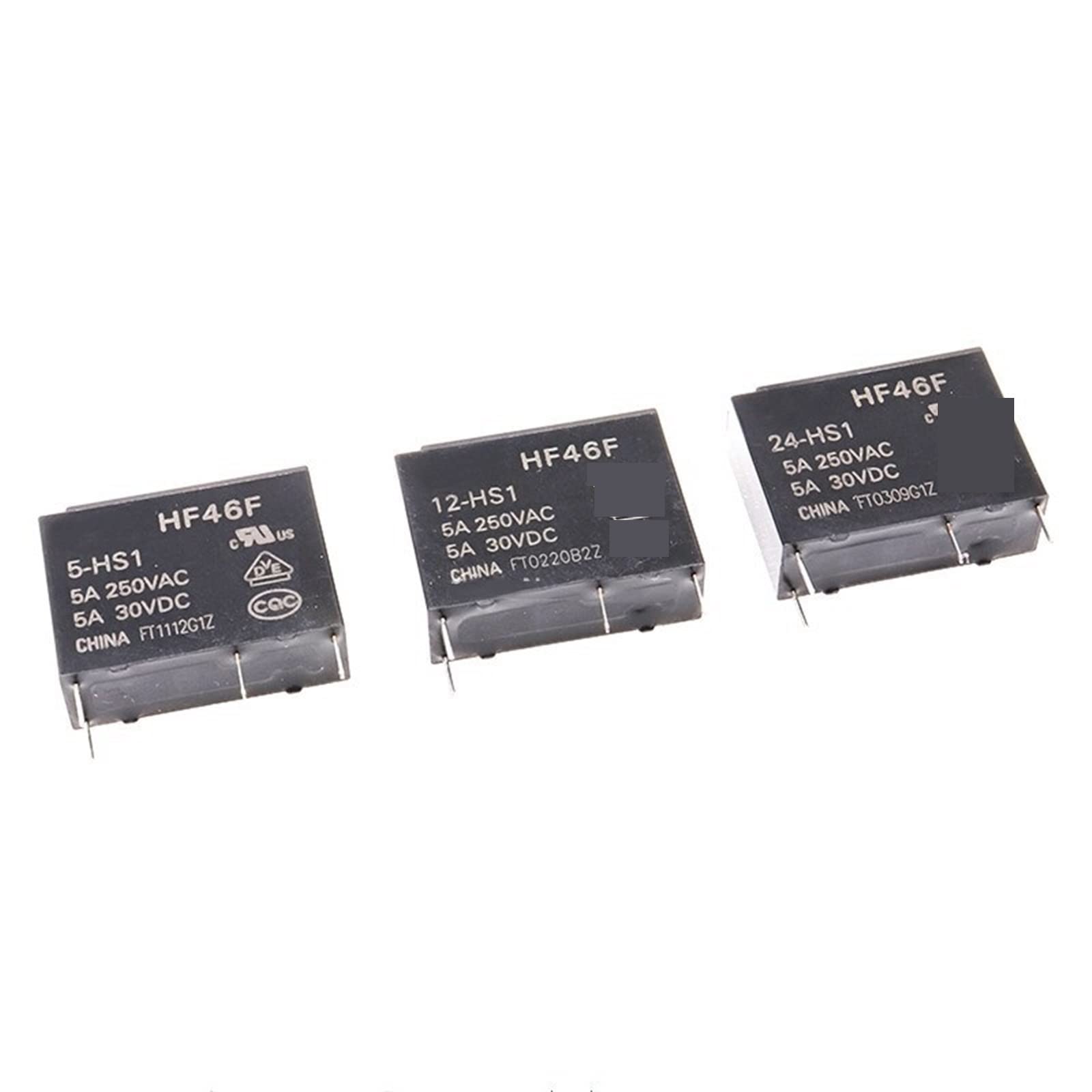 QEFHSVVZE 5Pcs HF46F Relays 5A 4Pin HF46F-5-HS1 HF46F-12-HS1 HF46F-24-HS1 Power Relay A Normally Open 5 12 24 VDC 5A 250VAC(HF46F-12-HS1)