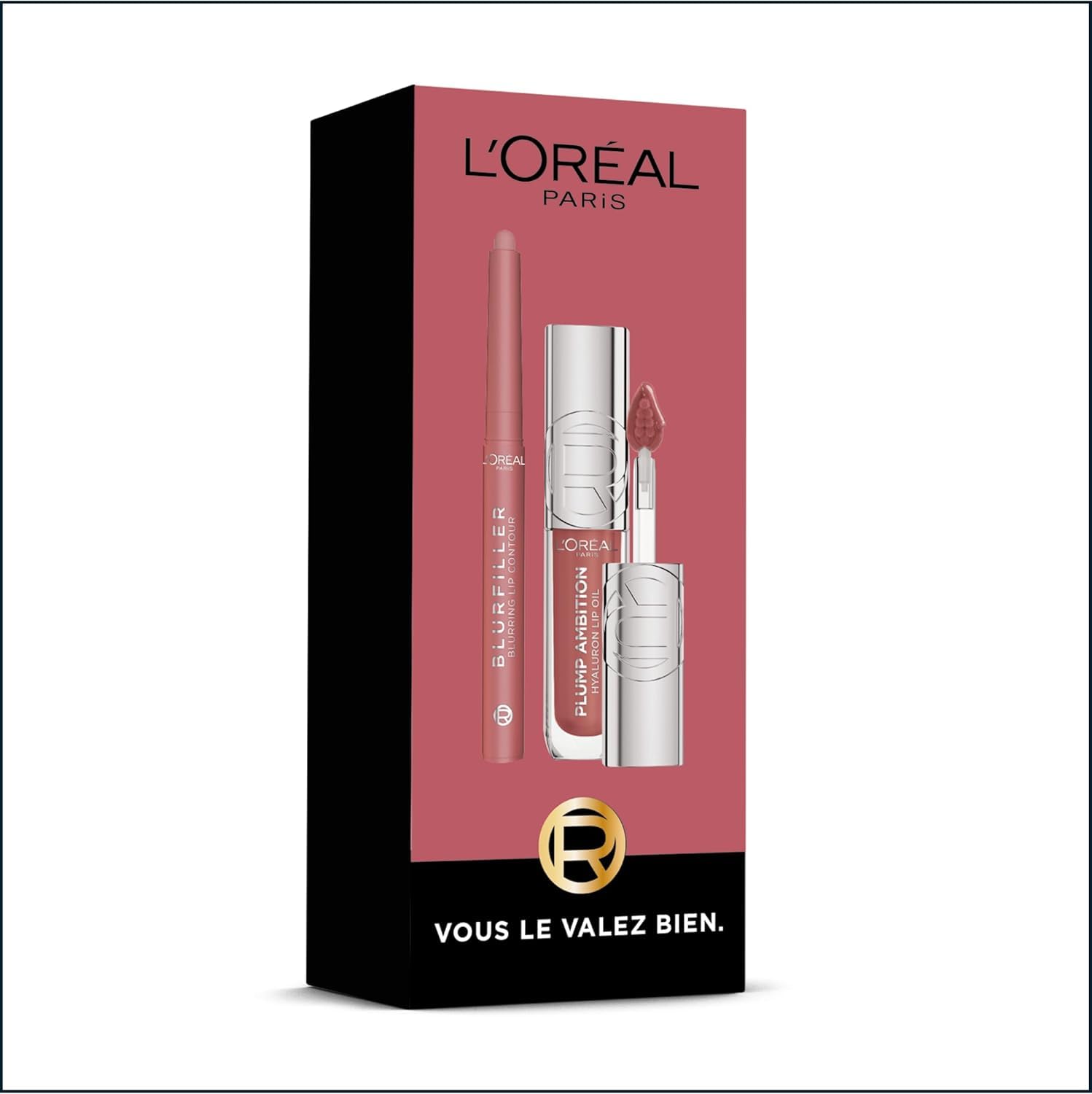 L'Oréal Paris - Lip Kit - Crayon Contour des Lèvres Blurfiller & Huile à Lèvres Plump Ambition - Effet Flouté & Repulpant - Teinte : Worth It + Worth It