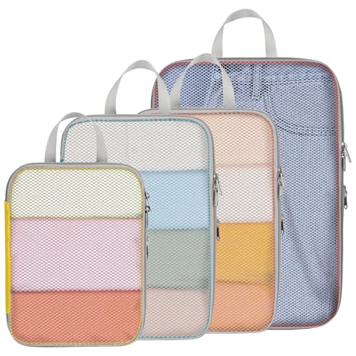 Cambond-Mesh-Compression-Packing-Cubes-for-Travel-4-Set-Multi-color Cambond Mesh Compression Packing Cubes for Travel - 4 Set, Multi-color - Image 1