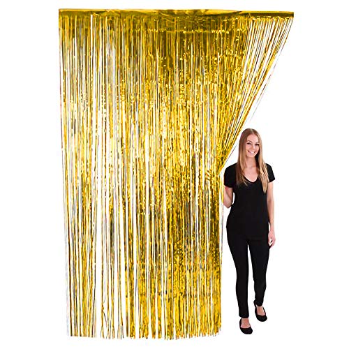The Dreidel Company Tall Foil Fringe Curtains Glossy Metallic Tinsel for Party Photo Backdrop Birthday, Gatherings, Holiday, Wedding Decorations, 36