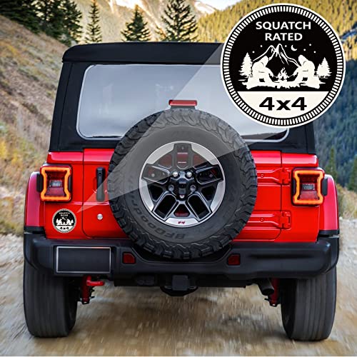 Image of Squatch Badge Rated Car Emblem, 4 x 4 Metal Automotive Bigfoot Badge 5D Metal Car Badges Emblems Round Decals Decals Stickers Compatible with Jeep Wrangler Vehicles Trucks