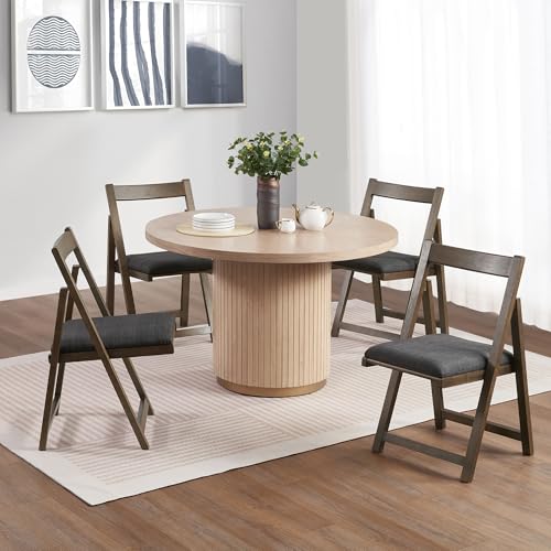 DUHOME Folding Dining Chairs Set of 4, Foldable Wood Kitchen Chairs with Padded Seat, Portable and Assembled Folding Dining Chair for Guests Kitchen Office Wedding and Party,Apartment, Small Space