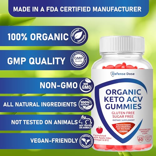 Defense Dose SE23 Organic Keto Acv Gummy Advanced Weight Loss - Gluten & Sugar Free Pro Active Rapid Belly Fat Burner Apple Cider Vinegar Diet Supplement thumb #6