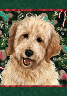 Best of Breed Goldendoodle Blond Holiday Treats Christmas Garden Flag