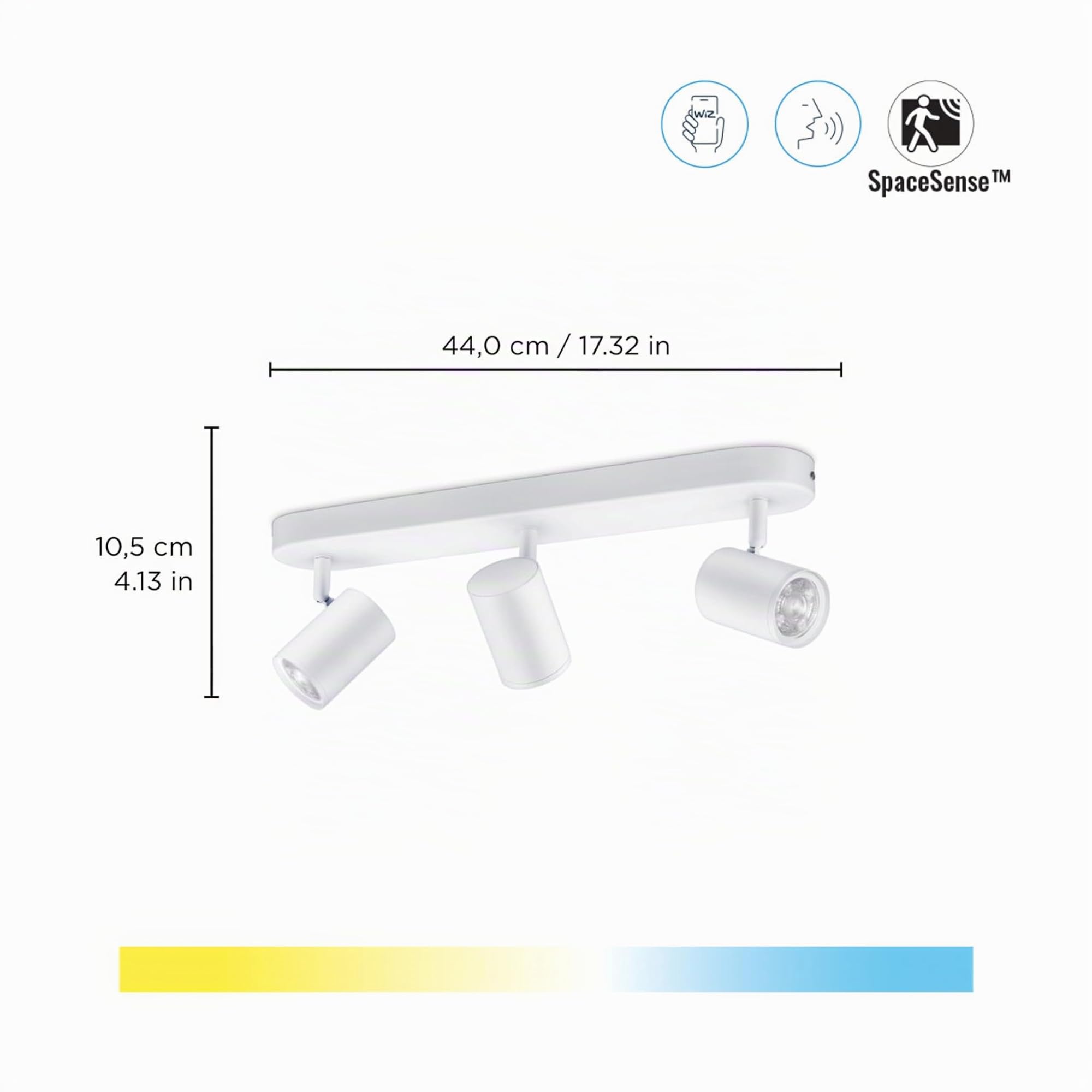 WiZ Spots LED connecté Wi-Fi IMAGEO blanc 3x5W, 2700-6500K, Nuances de Blanc, fonctionne avec Alexa, Google Assistant et Apple HomeKit