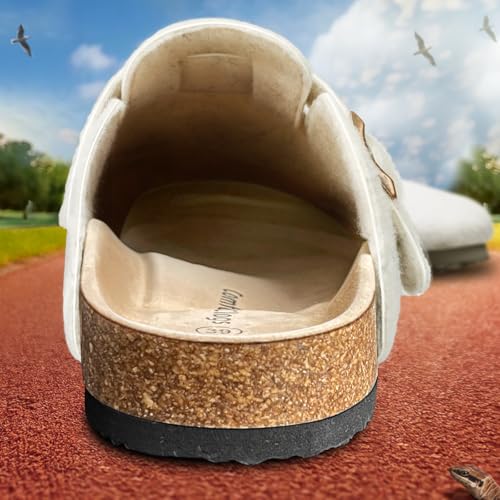 Image of BULLIANT Women Mules Clogs-Memory Foam Cushioned Cork Footbed-Fleece Lined